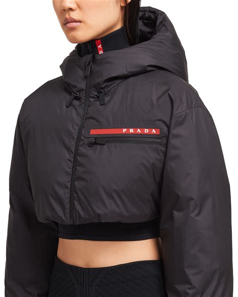 prada puffer jacket womens cropped|cropped oversized puffer jacket.